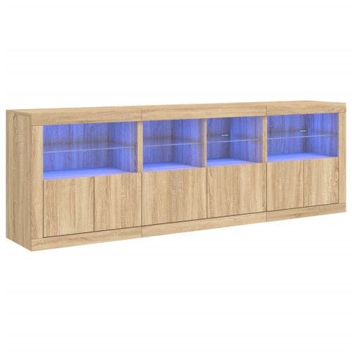 Buffet avec lumières LED chêne sonoma 202x37x67 cm - Photo n°2; ?>