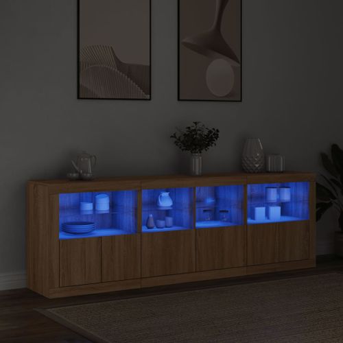 Buffet avec lumières LED chêne sonoma 202x37x67 cm - Photo n°3; ?>