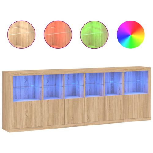 Buffet avec lumières LED chêne sonoma 283x37x100 cm - Photo n°2; ?>