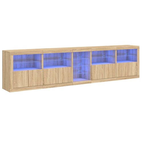 Buffet avec lumières LED chêne sonoma 283x37x67 cm - Photo n°2; ?>