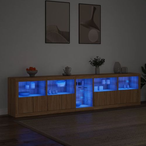 Buffet avec lumières LED chêne sonoma 283x37x67 cm - Photo n°3; ?>