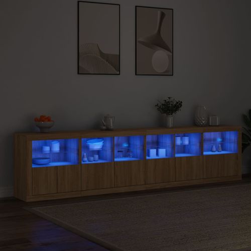 Buffet avec lumières LED chêne sonoma 283x37x67 cm - Photo n°3; ?>