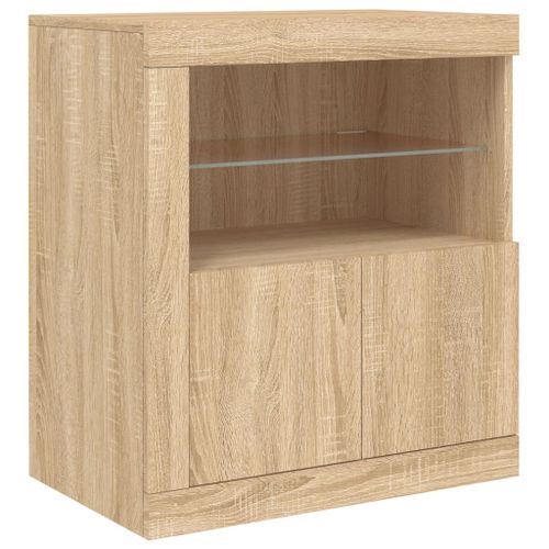 Buffet avec lumières LED chêne sonoma 60,5x37x67 cm - Photo n°3; ?>