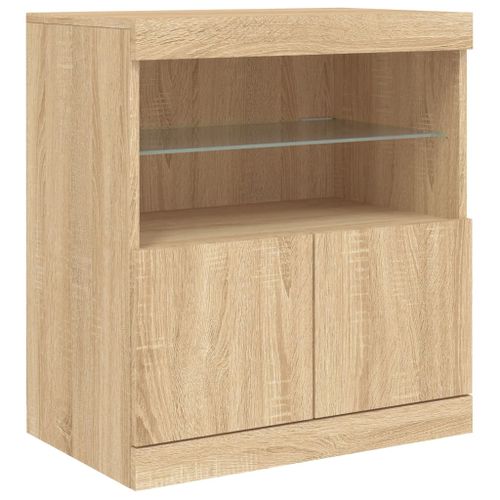 Buffet avec lumières LED chêne sonoma 60x37x67 cm - Photo n°3; ?>