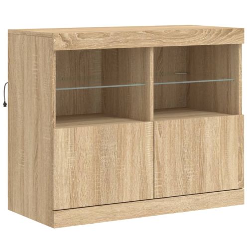 Buffet avec lumières LED chêne sonoma 81x37x67 cm - Photo n°3; ?>