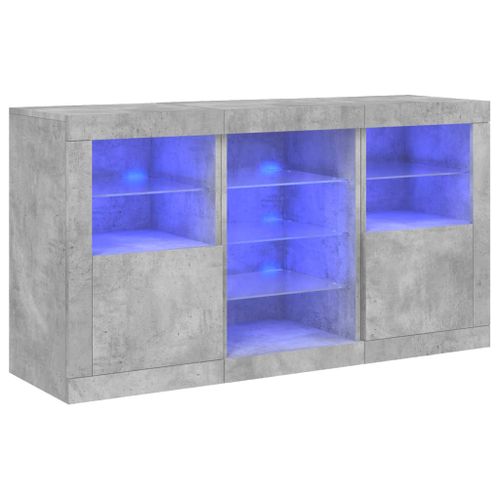 Buffet avec lumières LED gris béton 123x37x67 cm - Photo n°2; ?>