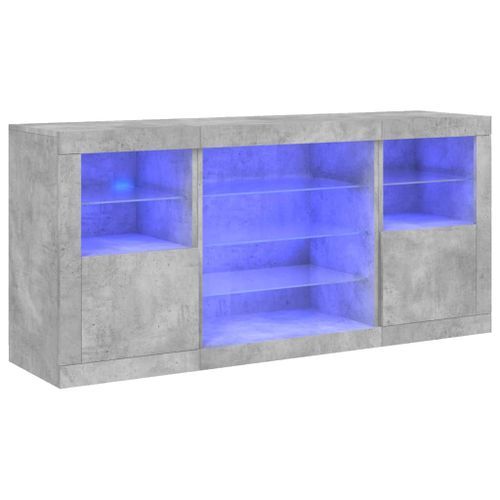 Buffet avec lumières LED gris béton 142,5x37x67 cm - Photo n°2; ?>