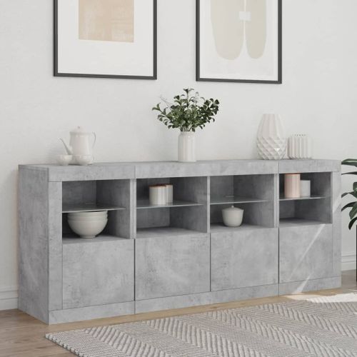 Buffet avec lumières LED gris béton 163x37x67 cm - Photo n°3; ?>