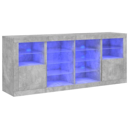 Buffet avec lumières LED gris béton 163x37x67 cm - Photo n°2; ?>