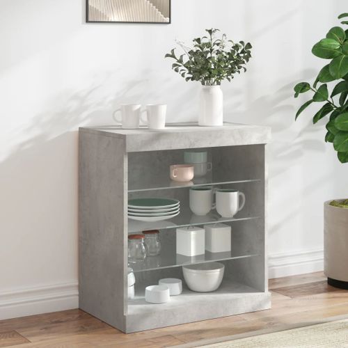 Buffet avec lumières LED gris béton 60,5x37x67 cm - Photo n°2; ?>