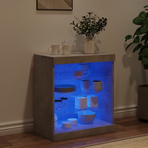 Buffet avec lumières LED gris béton 60,5x37x67 cm - Photo n°3; ?>