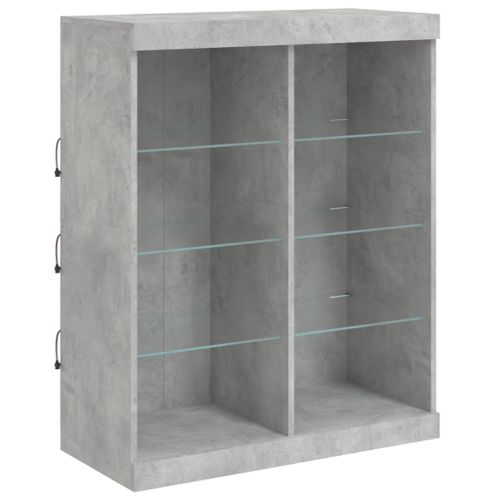 Buffet avec lumières LED gris béton 81x37x100 cm - Photo n°3; ?>