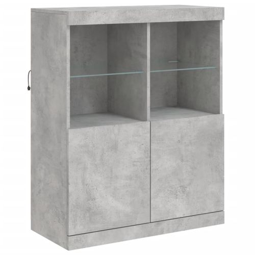 Buffet avec lumières LED gris béton 81x37x100 cm - Photo n°3; ?>