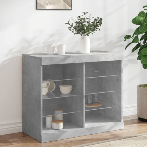 Buffet avec lumières LED gris béton 81x37x67 cm - Photo n°2; ?>