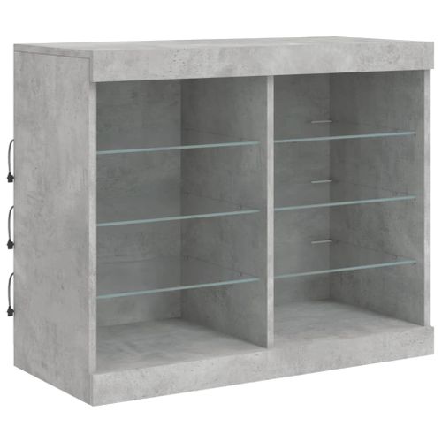 Buffet avec lumières LED gris béton 81x37x67 cm - Photo n°3; ?>