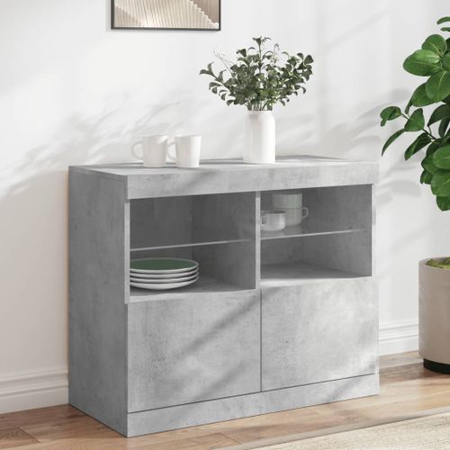 Buffet avec lumières LED gris béton 81x37x67 cm - Photo n°2; ?>