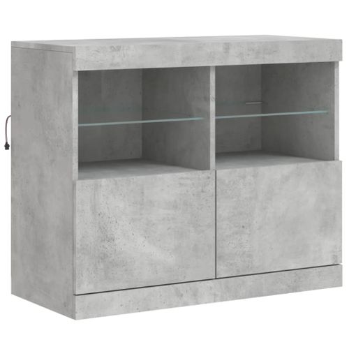 Buffet avec lumières LED gris béton 81x37x67 cm - Photo n°3; ?>