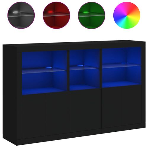 Buffet avec lumières LED noir 162x37x100 cm - Photo n°2; ?>