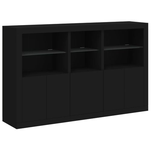 Buffet avec lumières LED noir 162x37x100 cm - Photo n°3; ?>