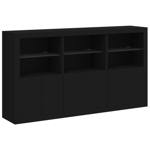 Buffet avec lumières LED noir 181,5x37x100 cm - Photo n°3; ?>