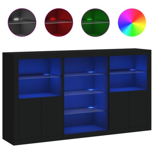 Buffet avec lumières LED noir 181,5x37x100 cm - Photo n°2; ?>