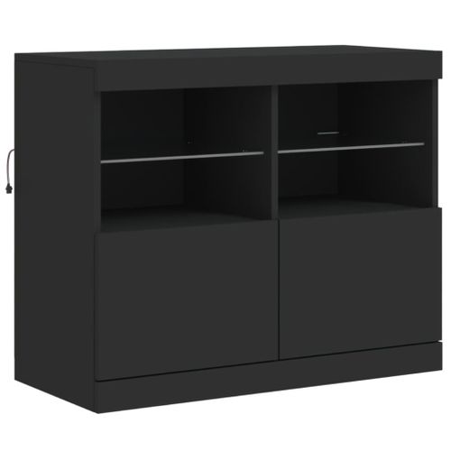 Buffet avec lumières LED noir 81x37x67 cm - Photo n°3; ?>