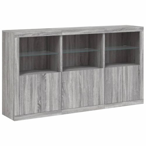 Buffet avec lumières LED sonoma gris 181,5x37x100 cm - Photo n°3; ?>