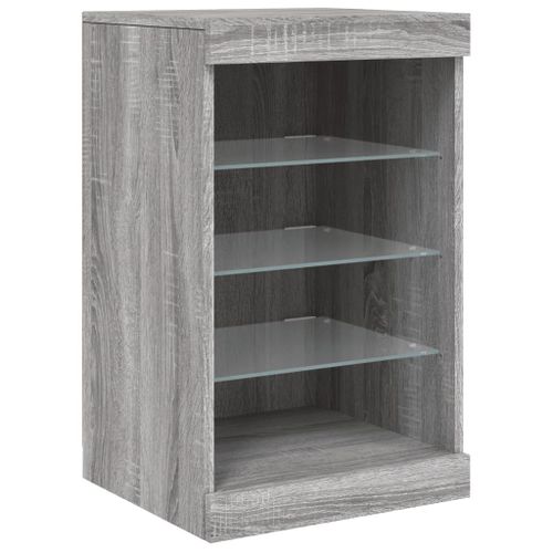 Buffet avec lumières LED sonoma gris 41x37x67 cm - Photo n°3; ?>