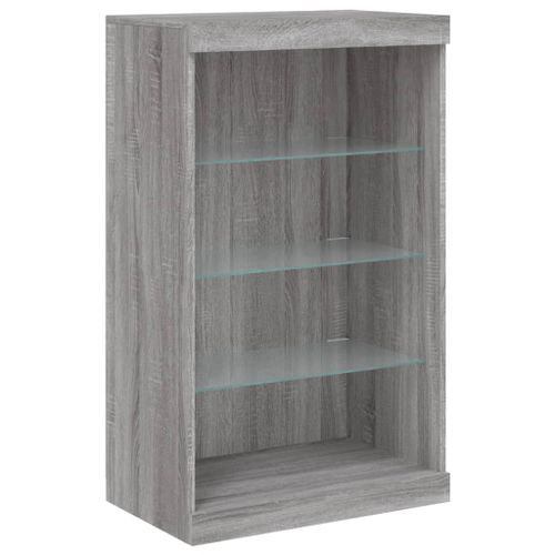 Buffet avec lumières LED sonoma gris 60,5x37x100 cm - Photo n°3; ?>