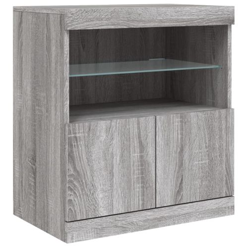 Buffet avec lumières LED sonoma gris 60x37x67 cm - Photo n°3; ?>