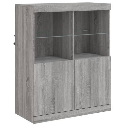 Buffet avec lumières LED sonoma gris 81x37x100 cm - Photo n°3; ?>