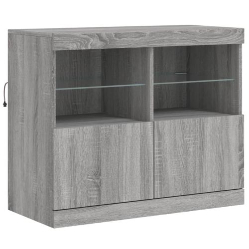 Buffet avec lumières LED sonoma gris 81x37x67 cm - Photo n°3; ?>