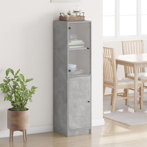 Buffet avec porte en verre gris béton 35x37x142 cm - Photo n°3; ?>