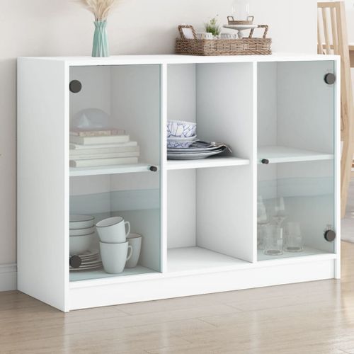 Buffet blanc 101,5x37x75,5 cm bois d'ingénierie - Photo n°2; ?>