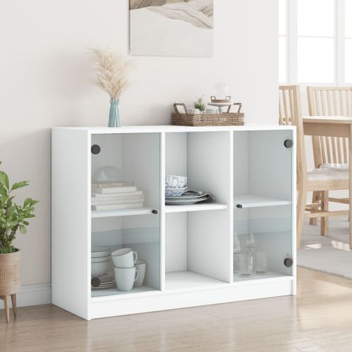 Buffet blanc 101,5x37x75,5 cm bois d'ingénierie - Photo n°3; ?>