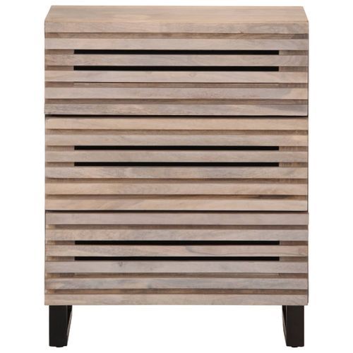 Buffet blanc 60x34x75 cm bois massif de manguier - Photo n°2; ?>