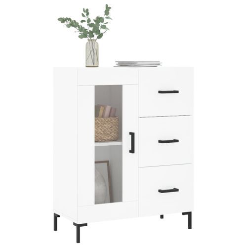 Buffet blanc 69,5x34x90 cm bois d'ingénierie - Photo n°3; ?>