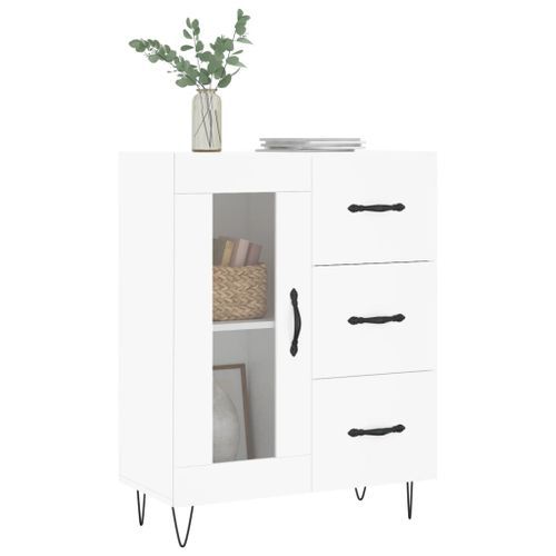 Buffet blanc 69,5x34x90 cm bois d'ingénierie - Photo n°3; ?>