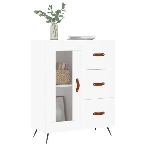 Buffet blanc 69,5x34x90 cm bois d'ingénierie - Photo n°3; ?>