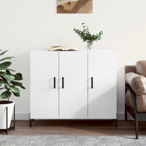 Buffet blanc 90x34x80 cm bois d'ingénierie - Photo n°2; ?>