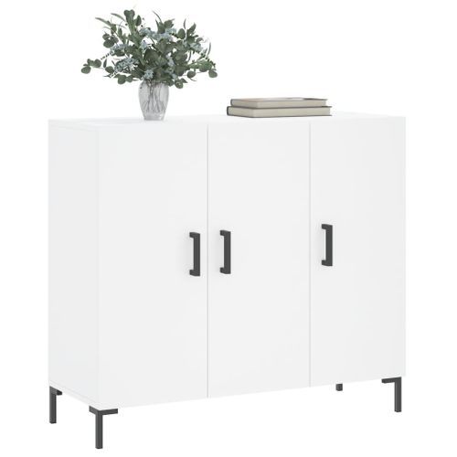 Buffet blanc 90x34x80 cm bois d'ingénierie - Photo n°3; ?>