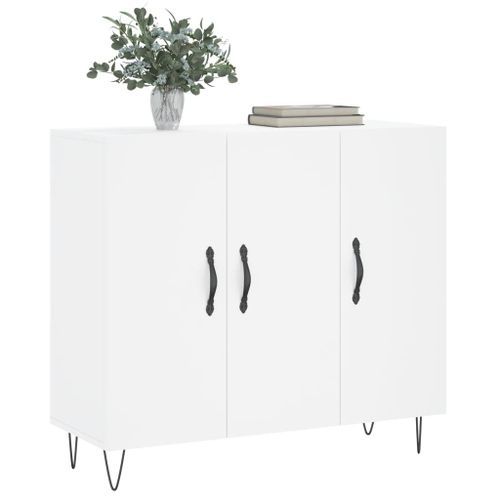 Buffet blanc 90x34x80 cm bois d'ingénierie - Photo n°3; ?>