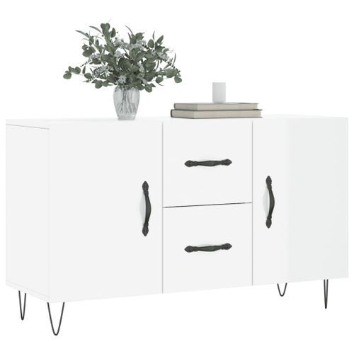 Buffet blanc brillant 100x36x60 cm bois d'ingénierie - Photo n°3; ?>