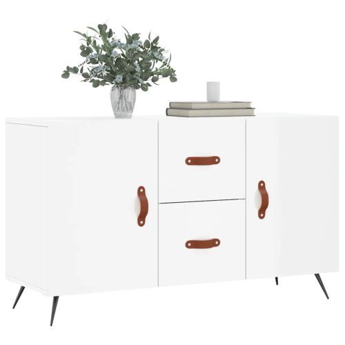 Buffet blanc brillant 100x36x60 cm bois d'ingénierie - Photo n°3; ?>