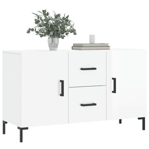 Buffet blanc brillant 100x36x60 cm bois d'ingénierie - Photo n°3; ?>