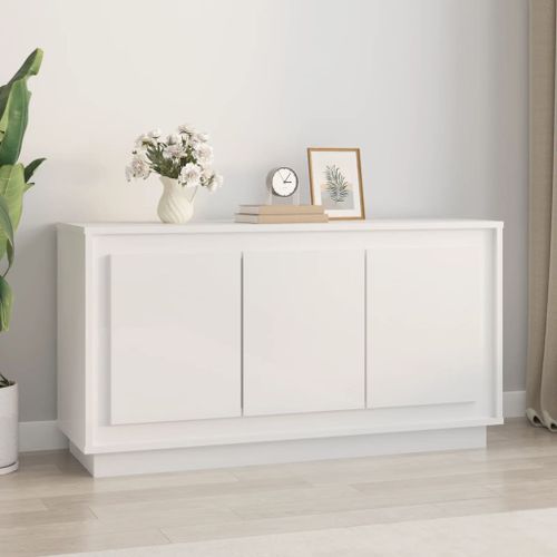 Buffet blanc brillant 102x35x55 cm bois d'ingénierie - Photo n°2; ?>