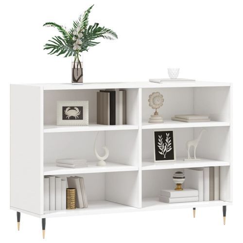 Buffet blanc brillant 103,5x35x70 cm bois d'ingénierie - Photo n°3; ?>