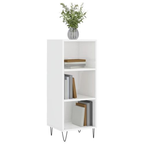 Buffet blanc brillant 34,5x32,5x90 cm bois d'ingénierie - Photo n°3; ?>