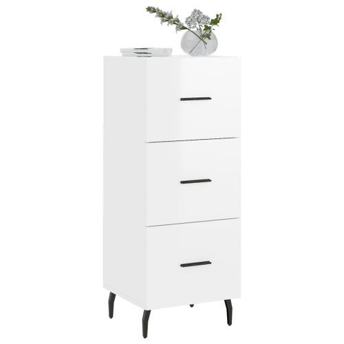 Buffet Blanc brillant 34,5x34x90 cm Bois d'ingénierie - Photo n°3; ?>