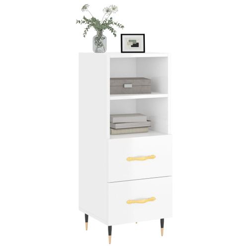 Buffet Blanc brillant 34,5x34x90 cm Bois d'ingénierie - Photo n°3; ?>